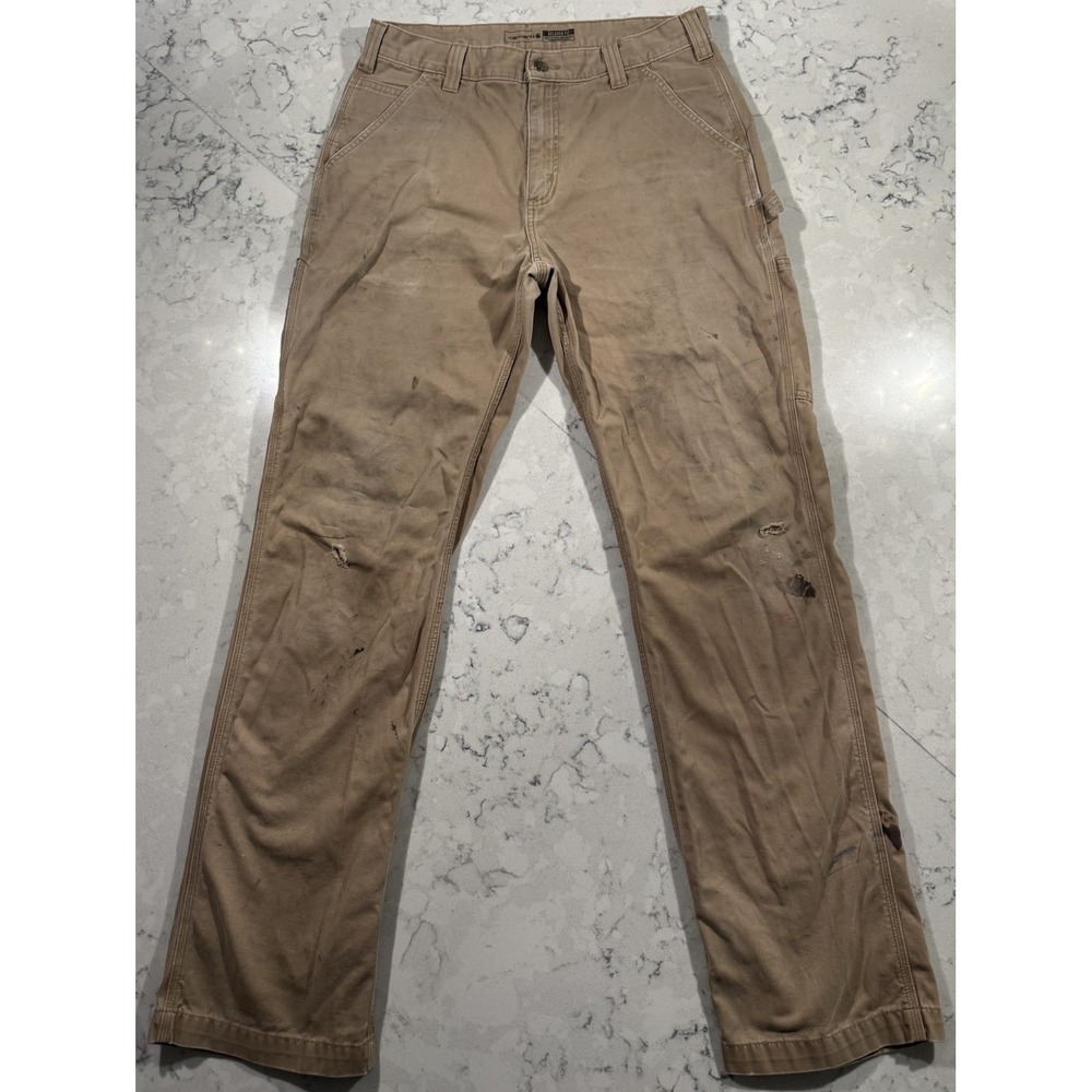Carhartt Mens 34x34 Khaki Relaxed Fit Utility Work Carpenter Pants BN0324-M